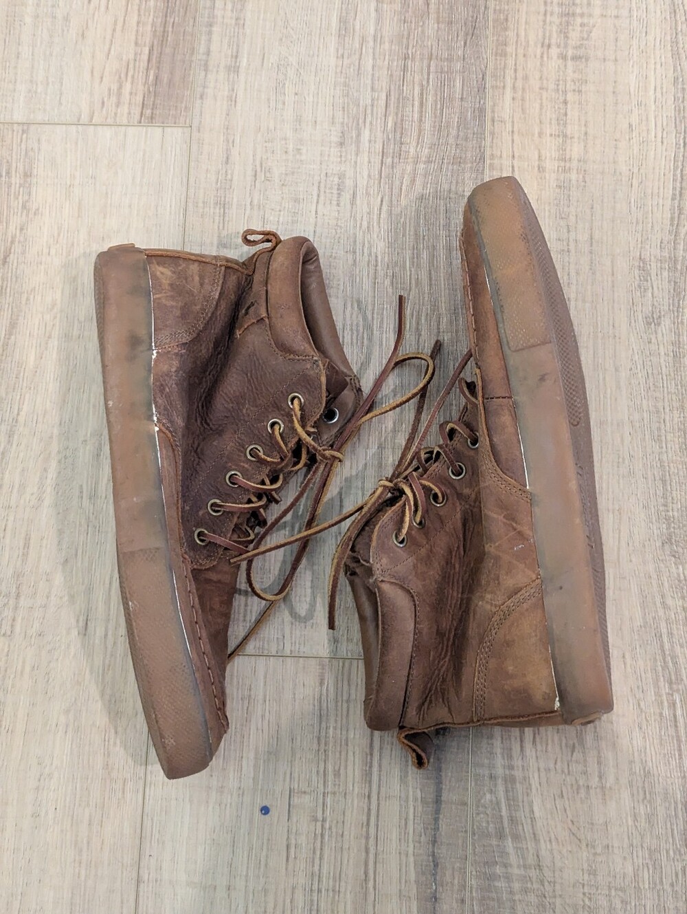 Polo Ralph Lauren Tedd Waxy Pull Up Leather Chukka Boots Men's 10.5D Brown - Picture 6 of 12